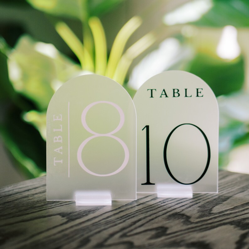Arched Frosted Acrylic Wedding Table Numbers: Custom Reception Decor - Etsy