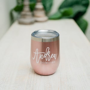 Personalized Wine Tumbler, Stainless Steel Wine Tumbler, Bridesmaid Gift, Bridesmaid Proposal, Tumbler With Straw, Tumbler zdjęcie 3