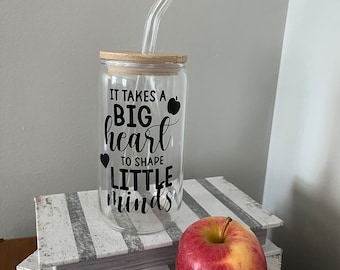 Teacher Appreciation Beer Can Glass: 16oz Coffee Cup with Lid & Straw