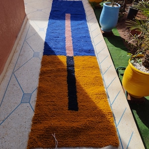 Handmade Wool Berber Runner: Moroccan Entry Rug