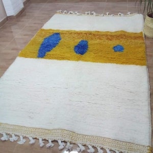 Handknotted Wool Moroccan Rug: Shaggy Berber Boho Carpet