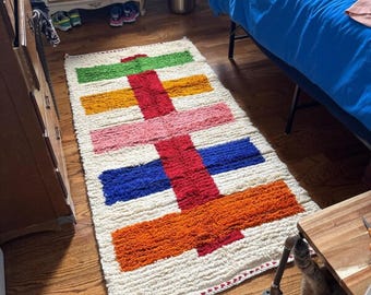 Handmade Wool Moroccan Rug: Berber Boho Carpet