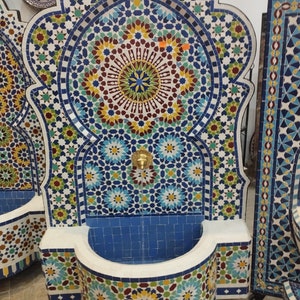 Moroccan fountain Mosaic, handmade Tile Fountain, zellige fountain Real Mosaic Fountain Morocco