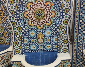 Moroccan fountain Mosaic, handmade Tile Fountain, zellige fountain Real Mosaic Fountain Morocco