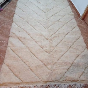 Marokkaans wollen vloerkleed 8 x 10 9 x 12 ivoor handgemaakt tapijt Beni Ourain shag-tapijt zacht afbeelding 3