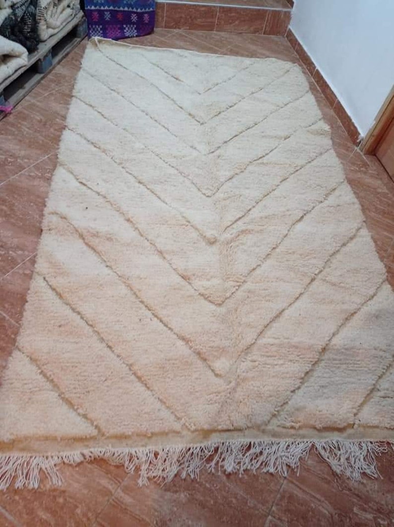 Marokkaans wollen vloerkleed 8 x 10 9 x 12 ivoor handgemaakt tapijt Beni Ourain shag-tapijt zacht afbeelding 3