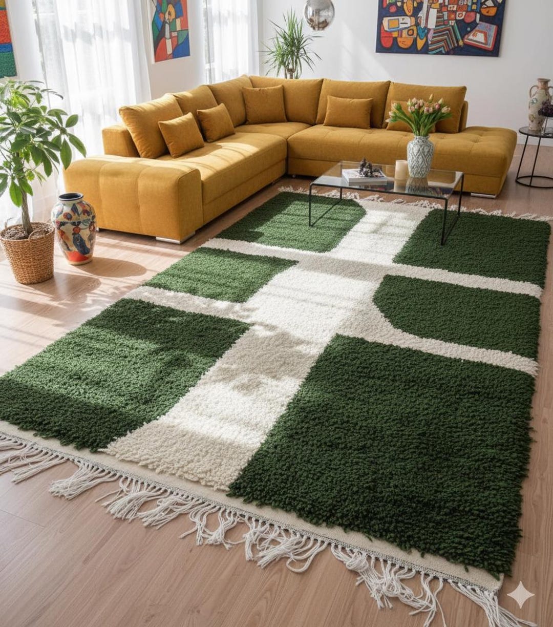 Greenarbic Rug Patterns Green Moroccan Wool Rug 3x5, 4x6, 5x8 – Handmade Geometric Area Rug ...