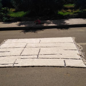 white Moroccan rug for bedroom, living room, fluffy cute handmade hand woven rug