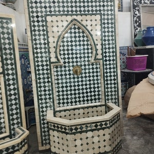 Handmade Moroccan Tile Fountain: Zellige Mosaic, Indoor/Outdoor Decor