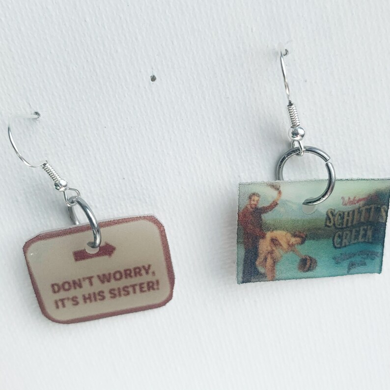 Schitts creek netflix sign dangle earrings / dont worry its Etsy
