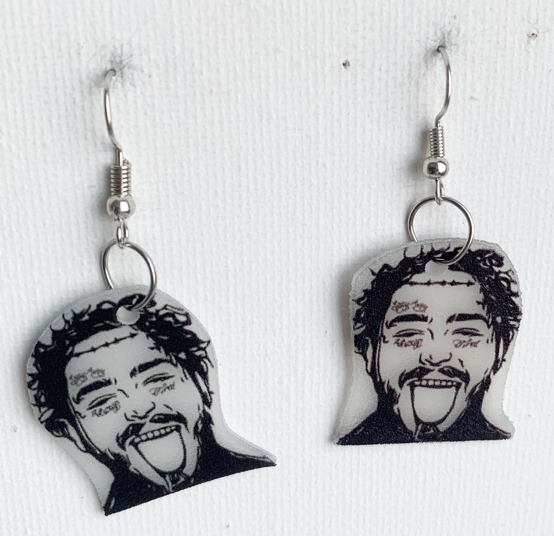 Post Malone Black and White Singer Rapper Dangle Earrings / Etsy