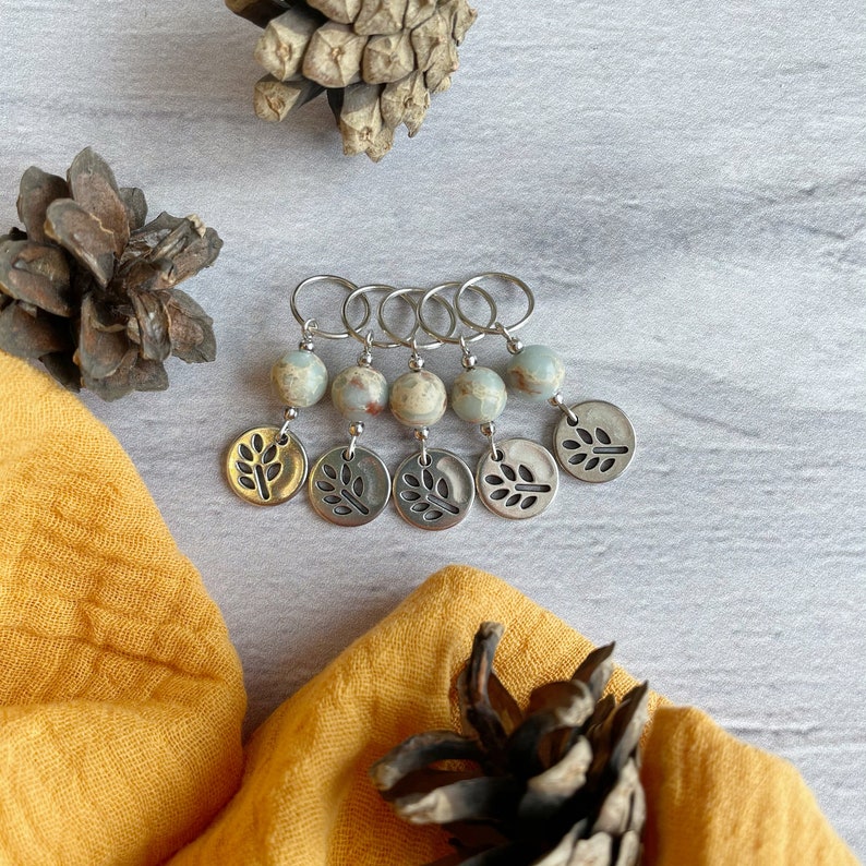 Markers for knitting Stitch markers with leaf Leaf stitch markers Snag free markes Row counter Marker for knitting Stitch markers set