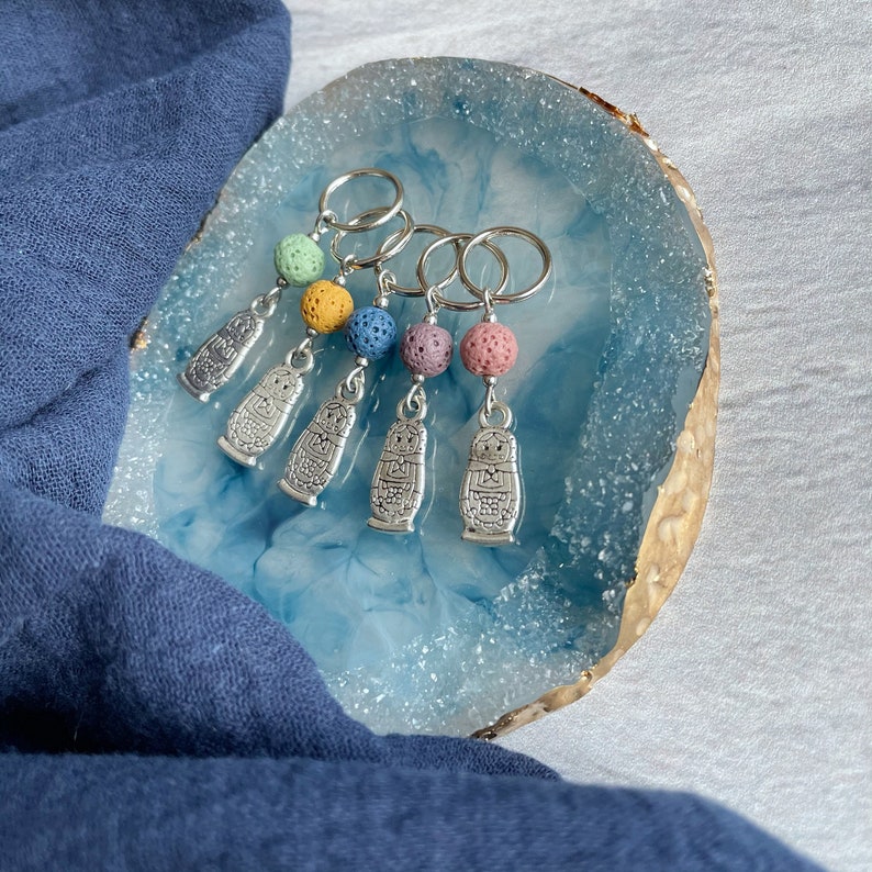 Beaded stitch marker Sock knitting gift Matryoshka doll stitch markers Cute stitch markers Slip stitch markers Mini marker for knitting