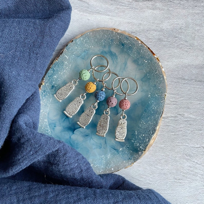 Beaded stitch marker Sock knitting gift Matryoshka doll stitch markers Cute stitch markers Slip stitch markers Mini marker for knitting