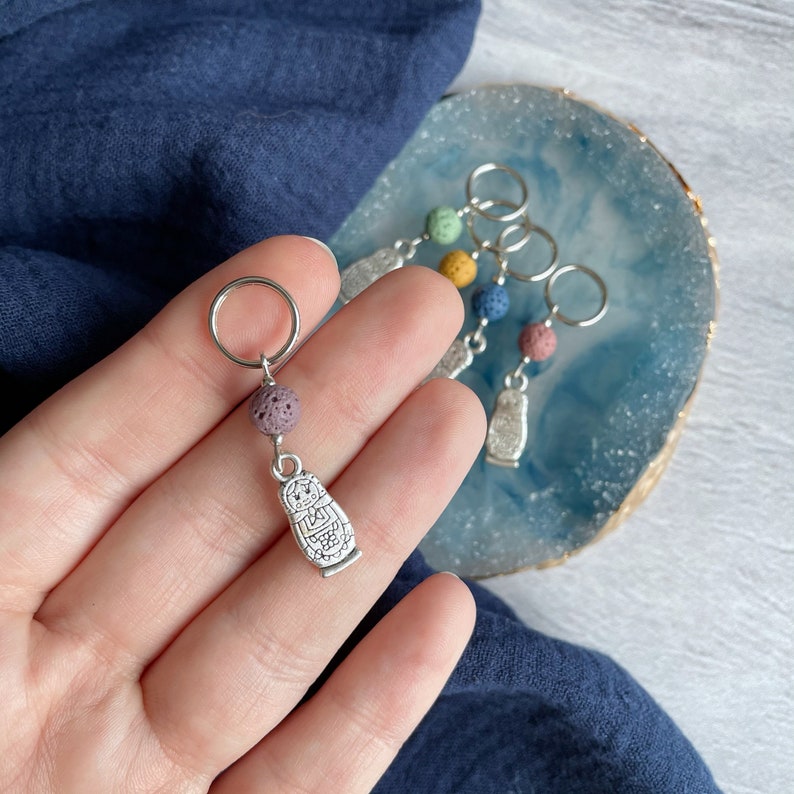 Beaded stitch marker Sock knitting gift Matryoshka doll stitch markers Cute stitch markers Slip stitch markers Mini marker for knitting