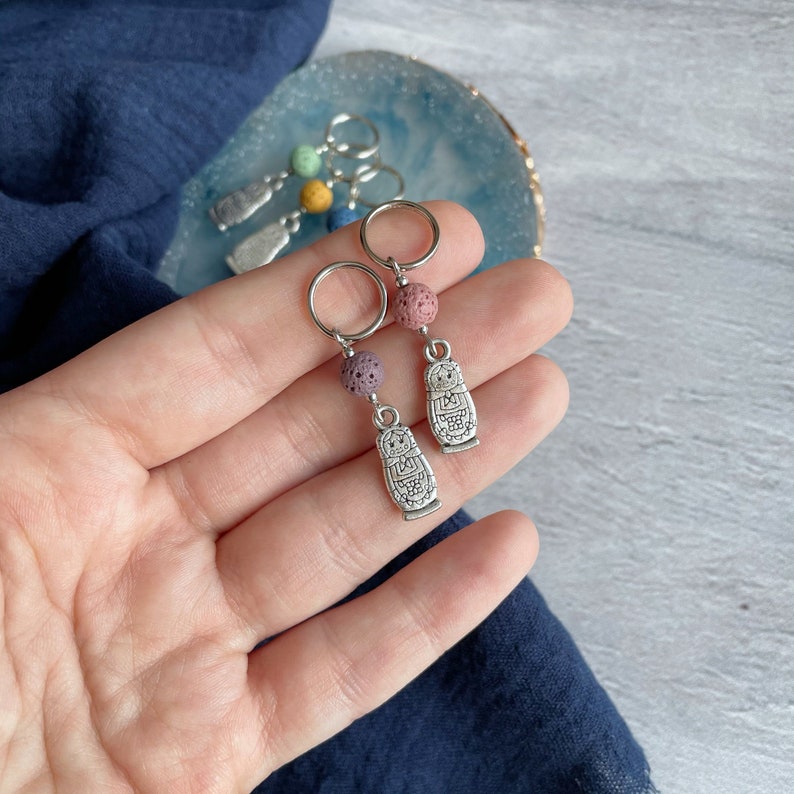 Beaded stitch marker Sock knitting gift Matryoshka doll stitch markers Cute stitch markers Slip stitch markers Mini marker for knitting