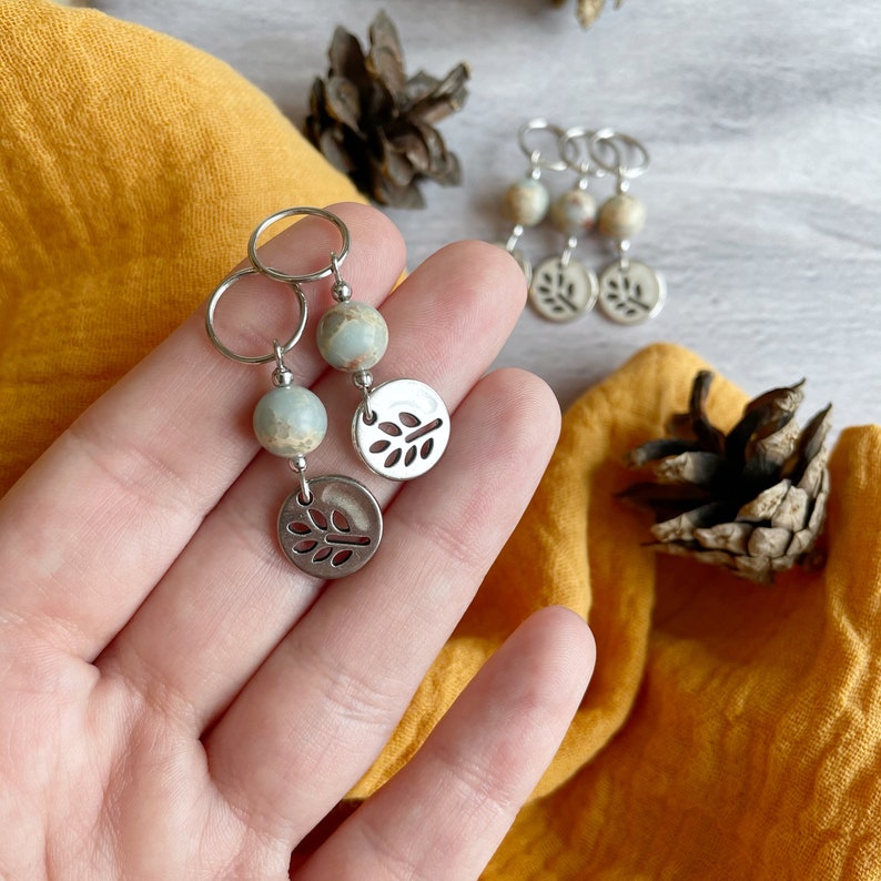 Markers for knitting Stitch markers with leaf Leaf stitch markers Snag free markes Row counter Marker for knitting Stitch markers set
