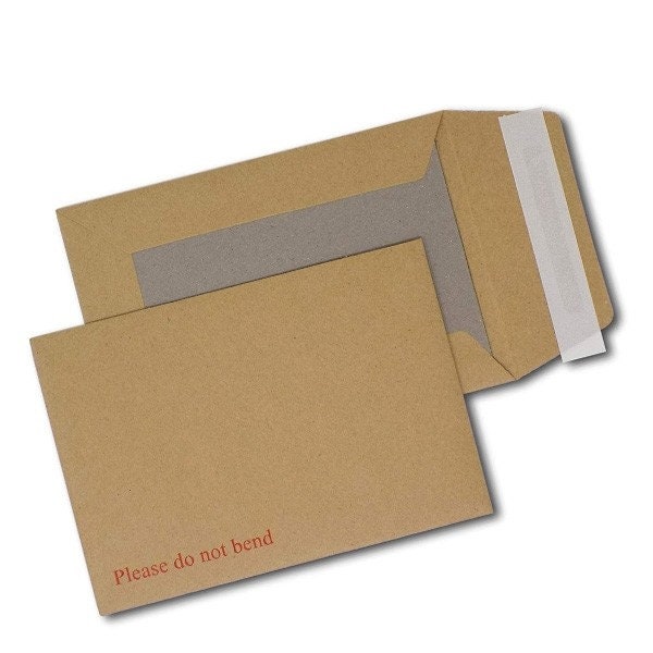 25 x A5/C5 PLEASE DO NOT BEND HARD CARD BOARD BACKED ENVELOPES MANILLA BROWN 