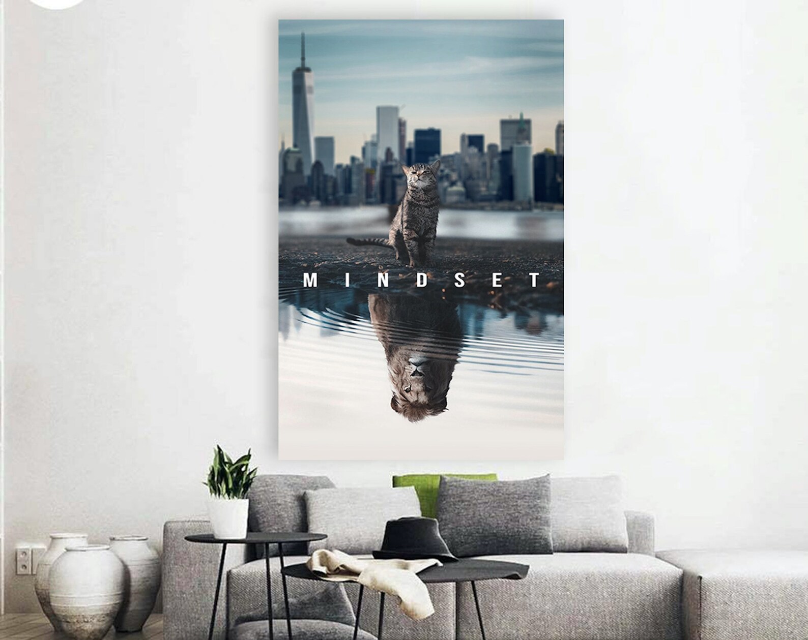 Mindset is Everything Canvas Lion & Cat Motivation Etsy