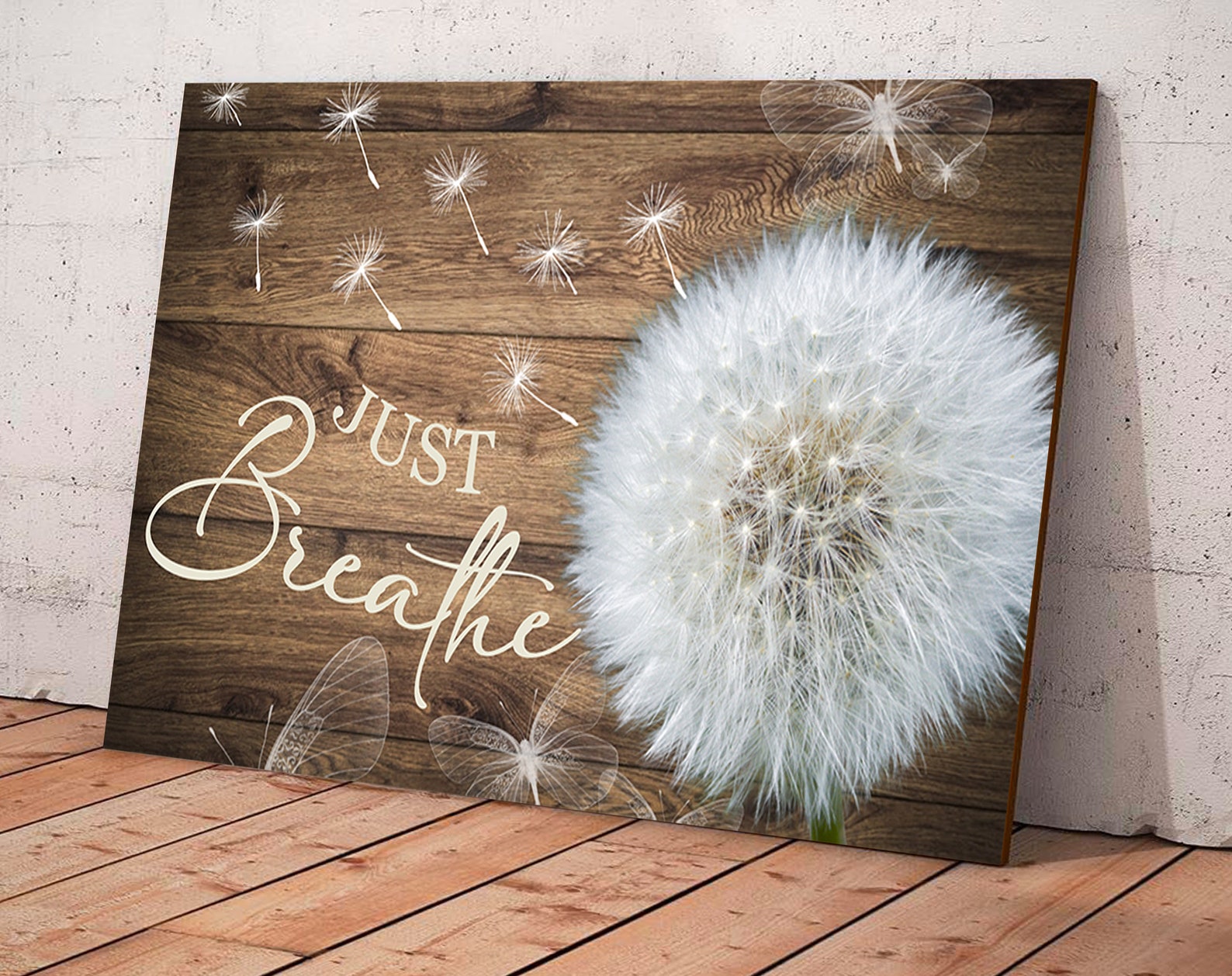 Just Breathe Dandelion & Butterfly Canvas Wall Art Decor Etsy