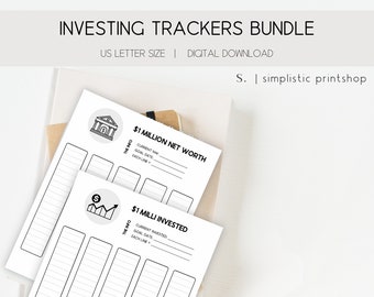 Investing Trackers Bundle | Net Worth Tracker | Investing Tracker | Debt Free Savings Tracker | Goal Tracker | Finance Goal Tracker