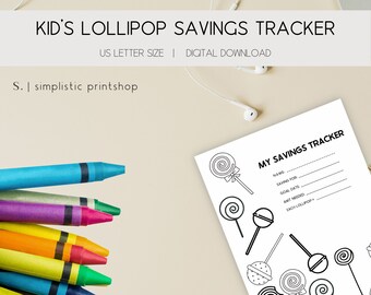 Kids Lollipop Savings Tracker | Savings Tracker | Debt Free Savings Tracker | Goal Tracker | Finance Goal Tracker