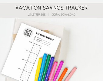 Vacation Savings Tracker | Savings Tracker | Debt Free Savings Tracker | Goal Tracker | Finance Goal Tracker