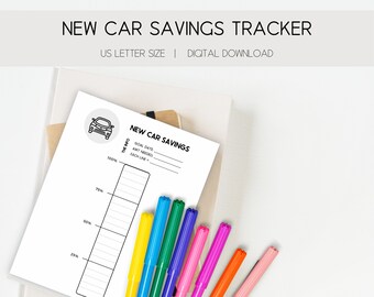 New Car Savings Tracker | Savings Tracker | Debt Free Savings Tracker | Goal Tracker | Finance Goal Tracker