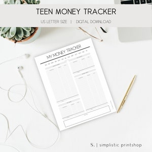 Teen Money Tracker Budget Printables Simple Budgeting Organizer US Letter Size Budget Printable image 1