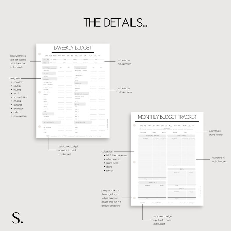 Personal Finance Bundle Monthly & Biweekly Budget Worksheets Budget Planner Budget Printables Debt Payoff Tracker Savings Tracker image 10