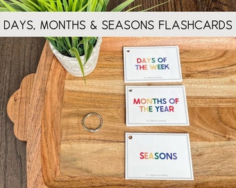 Days of the Week, Months of the Year, Seasons Flashcards | 27 Laminated Flashcards | High Frequency Words | | Reading | Fry | Dolch | Pre-K