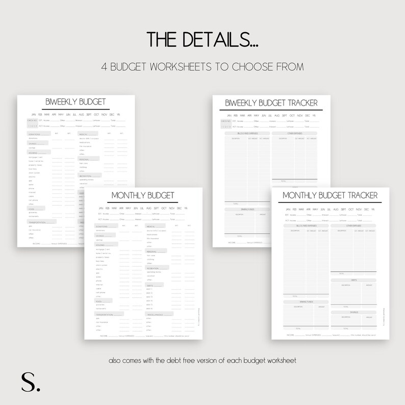 Personal Finance Bundle Monthly & Biweekly Budget Worksheets Budget Planner Budget Printables Debt Payoff Tracker Savings Tracker image 7
