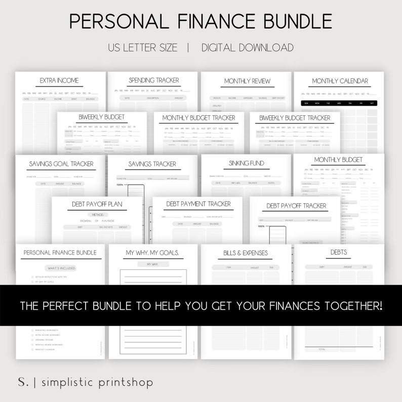 Personal Finance Bundle Monthly & Biweekly Budget Worksheets Budget Planner Budget Printables Debt Payoff Tracker Savings Tracker image 2