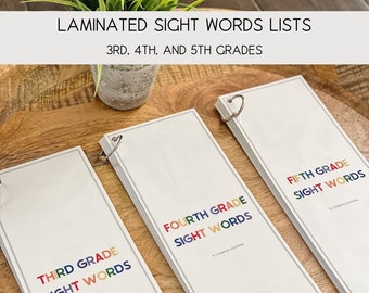 Sight Word Flashcards Word Lists | Third Grade | Fourth Grade | Fifth Grade | Laminated Flashcards | High Frequency Words