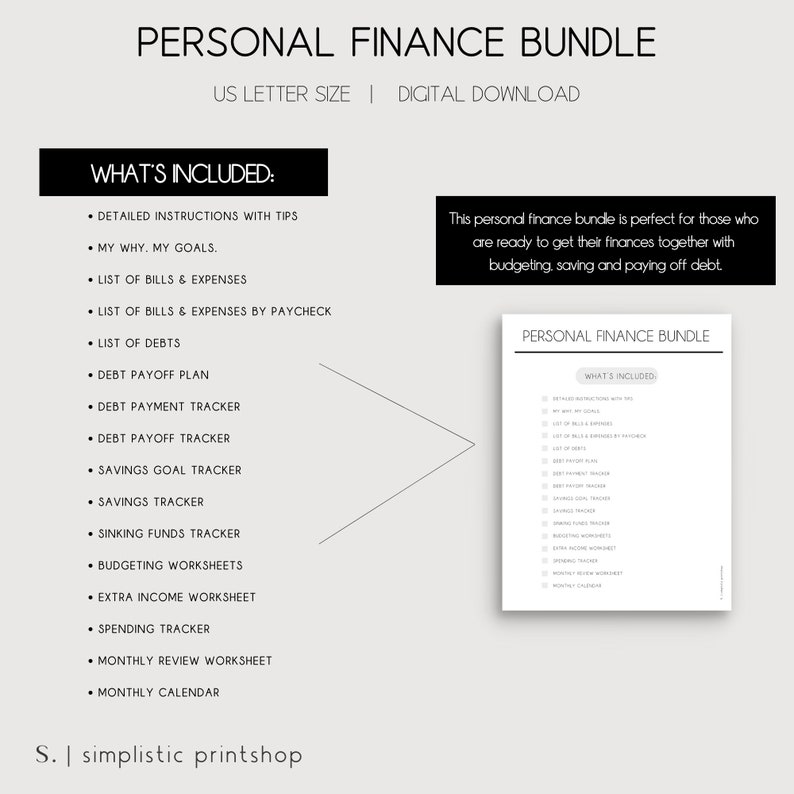 Personal Finance Bundle Monthly & Biweekly Budget Worksheets Budget Planner Budget Printables Debt Payoff Tracker Savings Tracker image 3