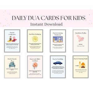 Kids Dua Cards, Islamic Kids Printables, Duas for Kids, Children Dua Book, Prayer Cards, Dua Flashcards, Duas PDF, Daily Duas for Kids