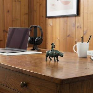 Antique Bronze Child Water Buffalo Figurine | Green Patina Asian Sculpture image 3