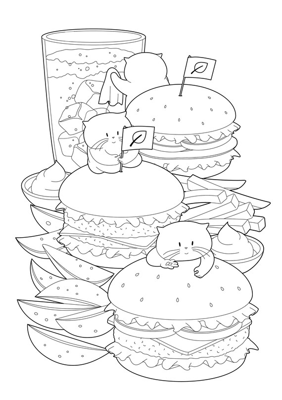 91 Collection Coloring Pages Of Cat With Food  Latest HD