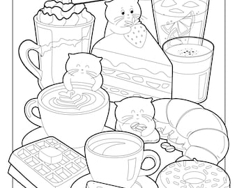 91 Collection Coloring Pages Of Cat With Food  Latest HD