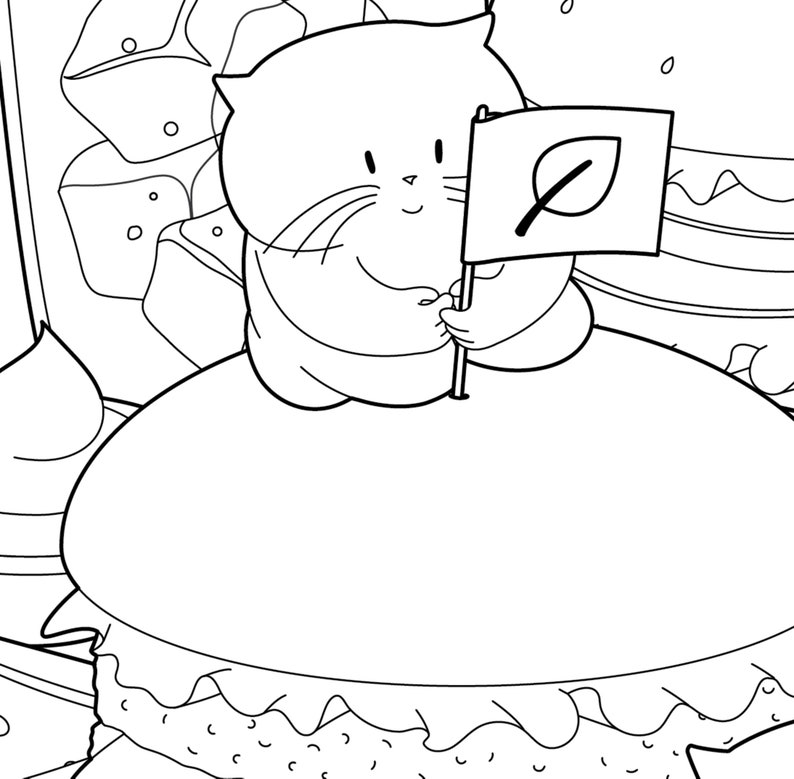 Printable Vegan Burger and Cat Coloring Page Instant Download | Etsy