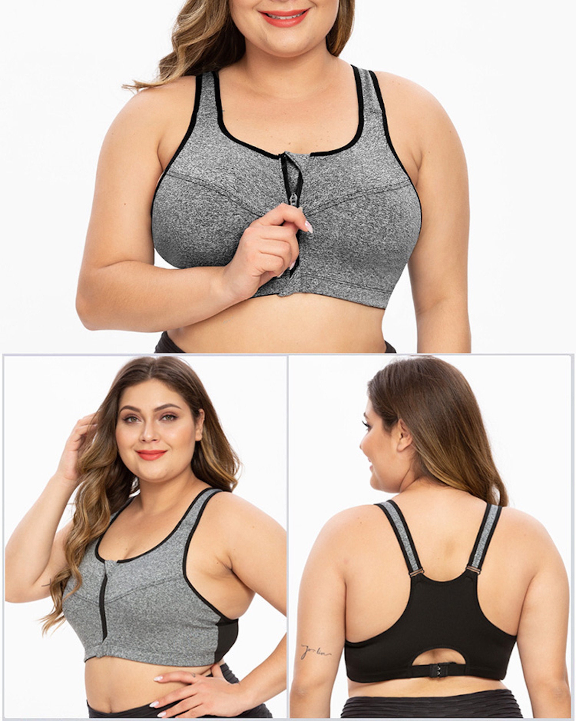 BEST PLUS Size Sport Bra 5X M ZIP Front Sport Bra Yoga Bra Etsy