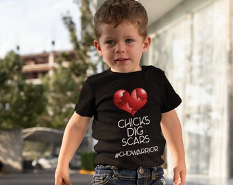 Pollitos cavan cicatrices CHD Warrior Toddler Camiseta de manga corta, defecto cardíaco congénito