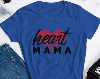 Camiseta de manga corta para mujer de Heart Mama, CHD, Defecto cardíaco congénito, Heart Mom