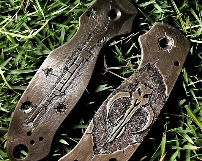 Featured listing image: Mandalorian Knife Handles for SPYDERCO - CHAVES Knives • PM 2/Para 3/Manix 2/Yojimbo 2/Shaman/Chaves Redencion/Chaves Blue Label and more…