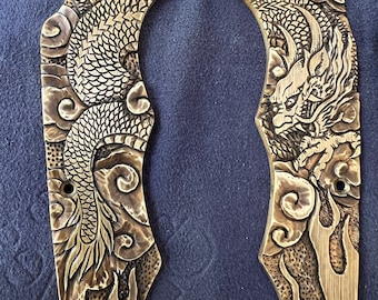 Cachas de latón talladas a mano para Spyderco Yojumbo – Mangos de cuchillo personalizados, hechos a mano en Bali