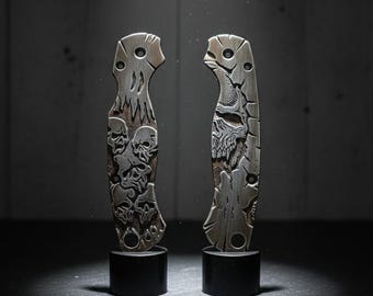 Handmade Solid Brass Knife Scales • Spyderco PM2, Para 3, Manix 2