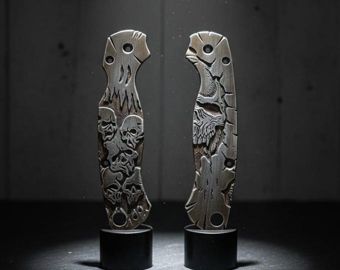 Featured listing image: Handmade Solid Brass Knife Scales • Spyderco PM2, Para 3, Manix 2