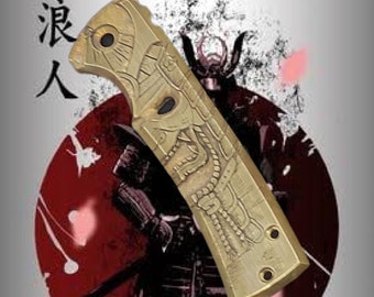 SAMURAI RONIN - Handles for CHAVES Knife  • Brass Scales • Chaves Knives • Redencion 229, Redencion Street, Liberation, Scapegoat