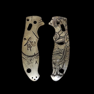 Kraken VS Pirate Ship Spyderco PM3 Fiber Laser Engraved Copper Knife Scales  Para 3 Flytanium Gear Knife & Hardware Optional -  Singapore