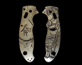 SAMURAI RONIN Knife Handles  • Brass Scales for Spyderco & Chaves Knife  PM2/ Chaves 229/ Para 3/ Yojimbo 2/Chaves Blue Label